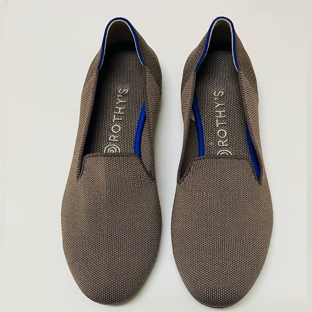 LIKE NEW ROTHY'S TAUPE BROWN BLUE LOAFER FLAT SHOE  SLIP ON BALLET SIZE 11